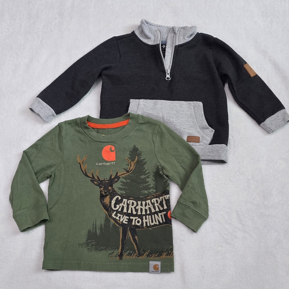 Baby Boy's Carhartt T-Shirt Deer Hunt Size 12 Month & 7 For All Mankind Jacket